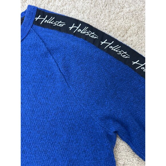 Hollister Blue Thermal Long Sleeve Shirt Logo Tape Raglan Style Size S - Picture 5 of 12